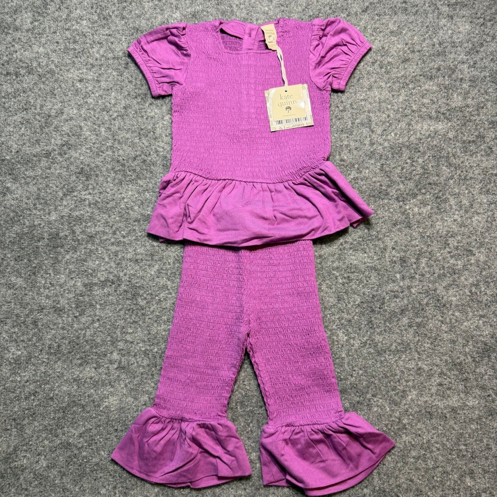 KATE QUINN Violet Orchid Smocked Ruffle Top and Pant Set 18-24 Months NWT